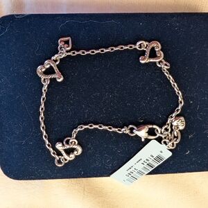 NWT 💕 Brighton Tuscan Hearts Silver Charm Bracelet